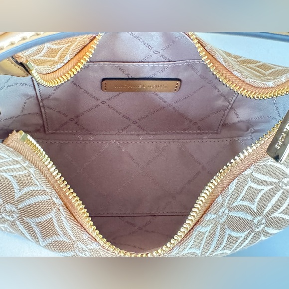 Michael Kors Ember Small Shoulder Crossbody Bag MK Light Brown Multi - Picture 9 of 14